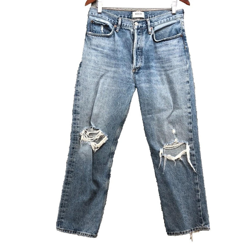 Agolde Lana Crop Jeans Womens 28 6 Cornerstone Blue Denim High Rise